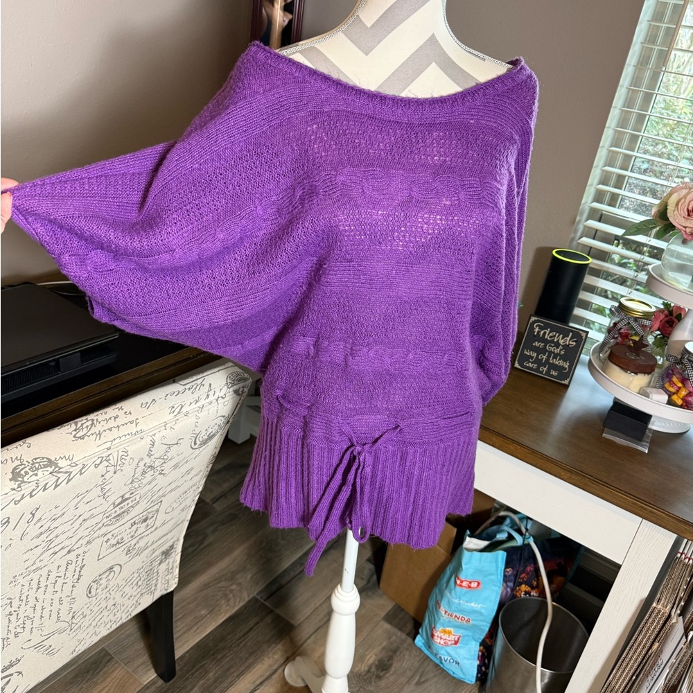 2B Bebe Purple Shrug with Dramatic Sleeves